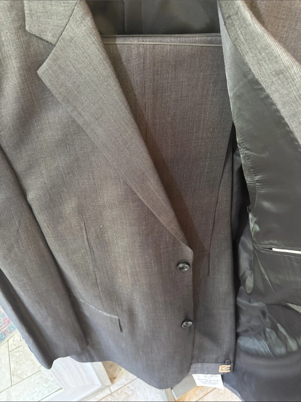 Calvin Klein Dark Gray Two-Button Men's Suit Blazer